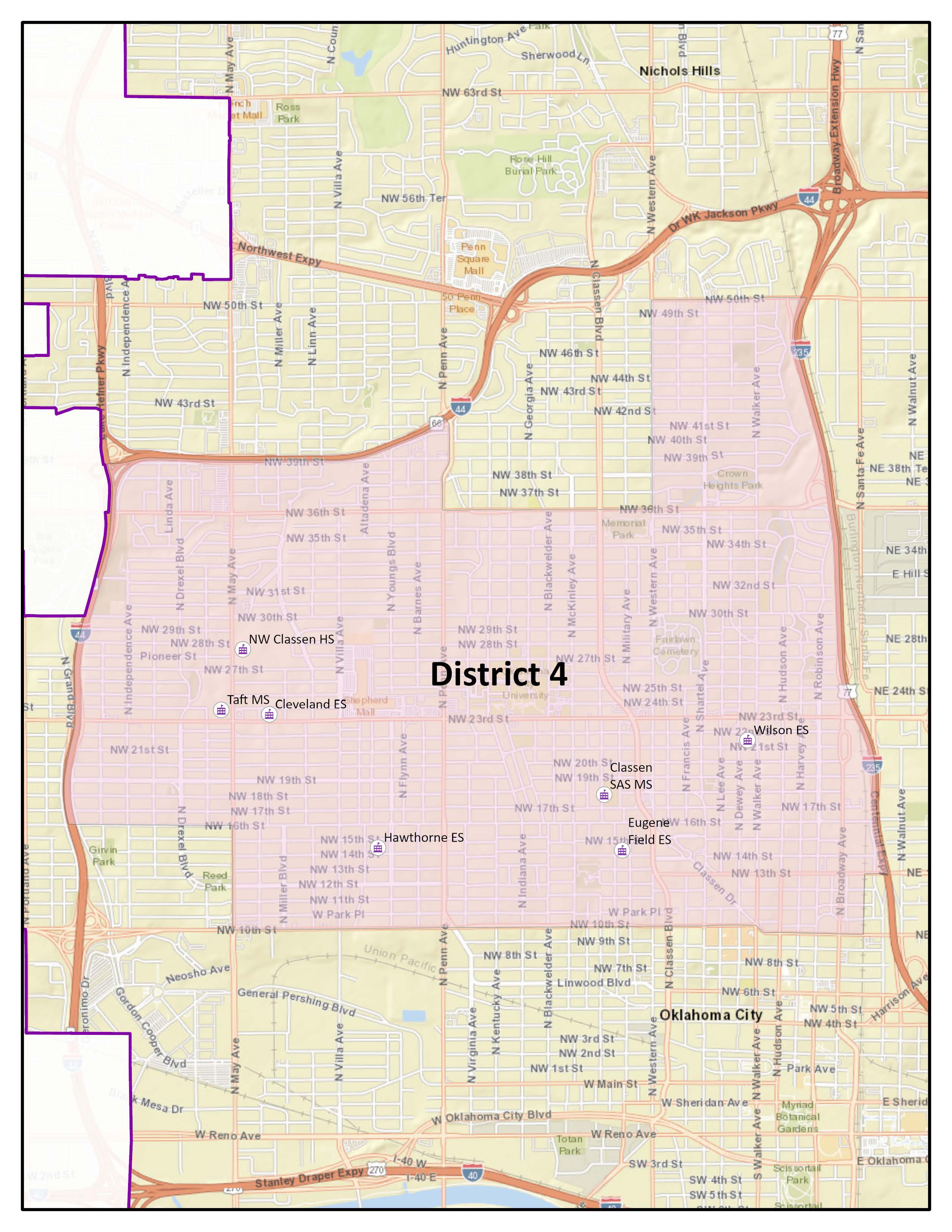 Map of OKCPS BOE Election District 4